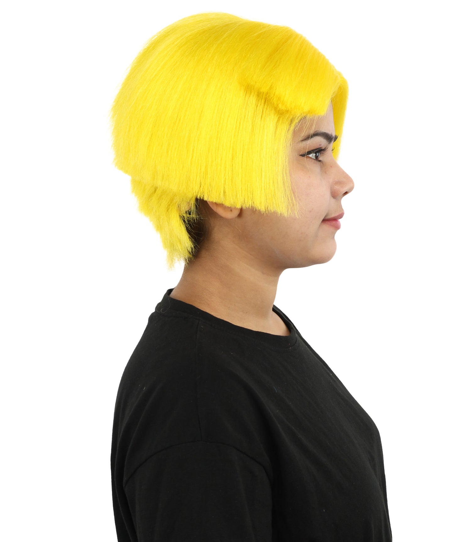 HPO Women’s Neon Yellow Bob Wig with Bangs—Bright Straight Cut Wig | Celebrity Inspired Hairpiece for Party, Halloween and Cosplay