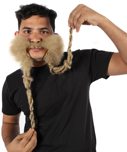 Medieval Warrior Mustache and Beard Set | Brown Synthetic Facial Hair | Historical Cosplay & Halloween Accessory