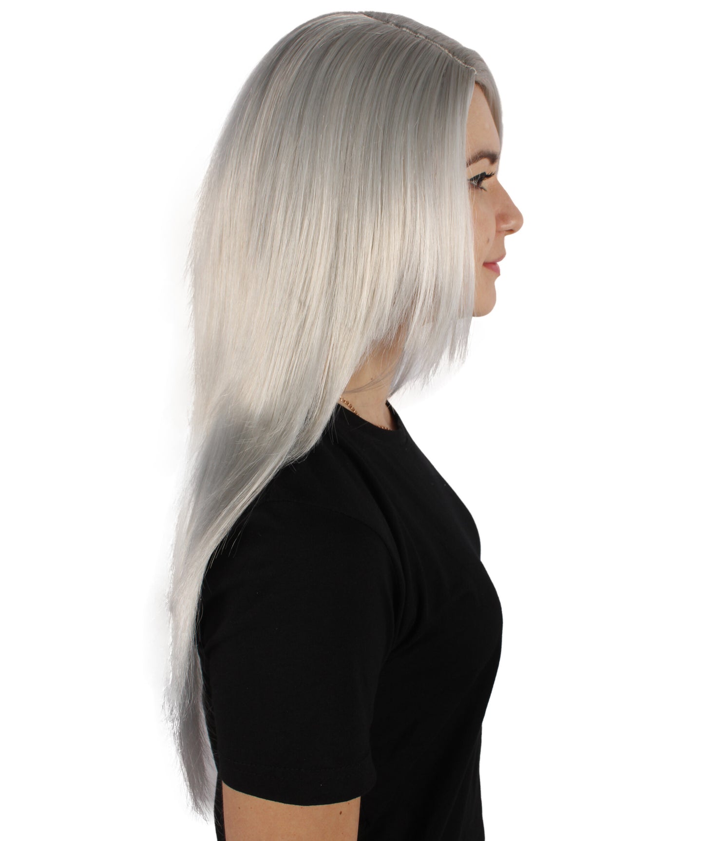 HPO Women's Grey Straight Wig | Flame-retardant Synthetic Fiber | Standard  Wig Cap