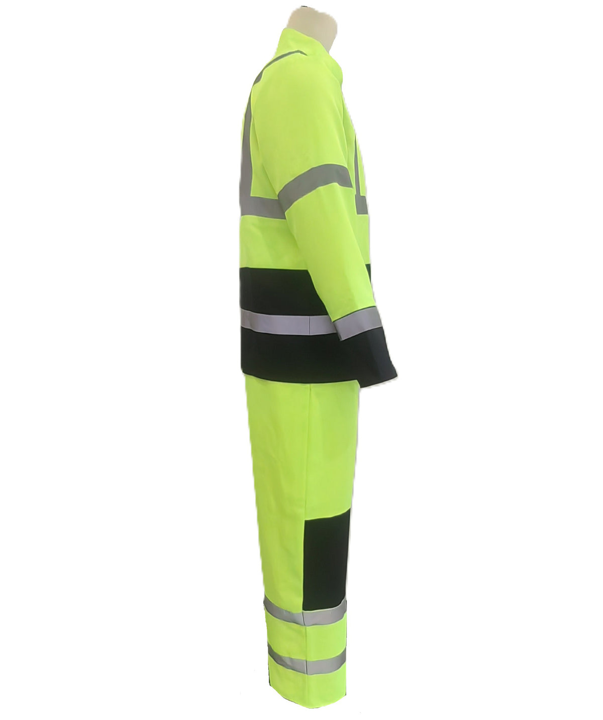 HPO Adult High-Visibility Worker Costume with Reflective Stripes - Neon Yellow Reflective Bands Black Contrast Panels with Jacket & Trousers Construction Set for Halloween Cosplay & Events