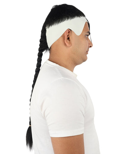 HPO Adult Men's Men's Adhesive Front Military Wig | Multicolor Options | Dark High and Tight Style with Glue-On Sideburns, Synthetic Fiber & Realistic Hairline | Halloween, Sci-Fi Roleplay, Special Effects Makeup & Costume Events