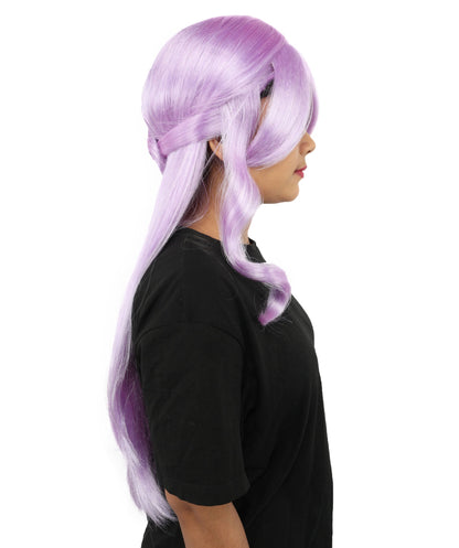 HPO Adult Women's Anime Character Wig | Multiple Color Options | Synthetic Fiber with Side Swept Bangs and Top Tuft | Halloween Party and Comic Con Events