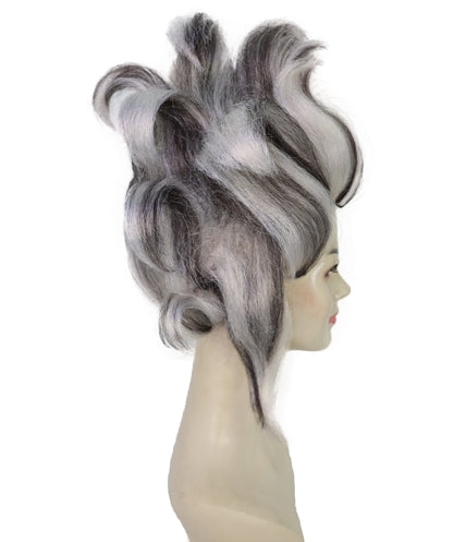 HPO Women’s Wicked Sea Witch Wig | Deluxe Long Curly Black & Grey Hairpiece | Halloween, Costume Party, Stage & Photo Shoot