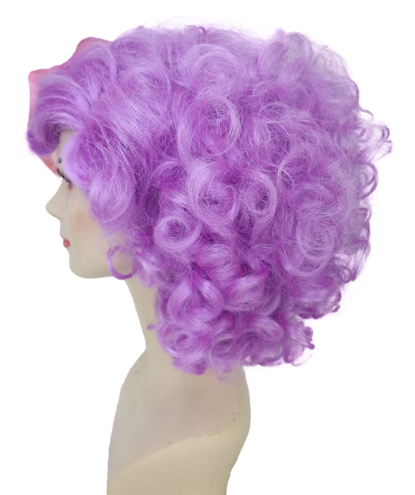 HPO Women’s Candy-Themed Curly Purple Wig | Voluminous Costume Hairpiece for Halloween, Cosplay and Themed Parties | Capless Cap Design