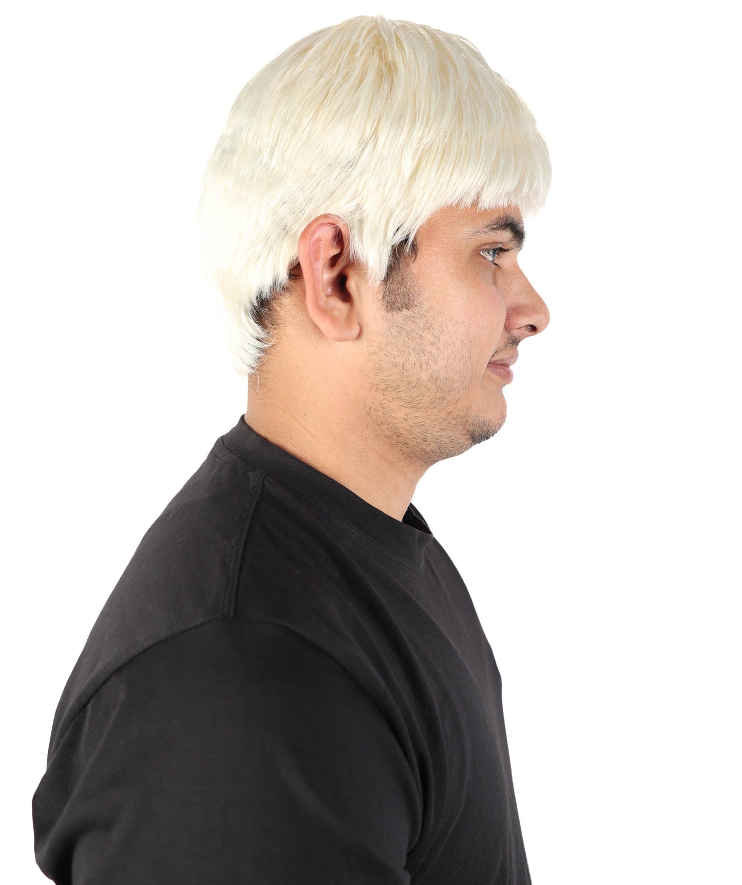 Men’s Short Textured Blonde Wig | Bleached Crop Hairpiece with Subtle Fade | Adjustable Fit for Cosplay, Stage, Parties & Roleplay