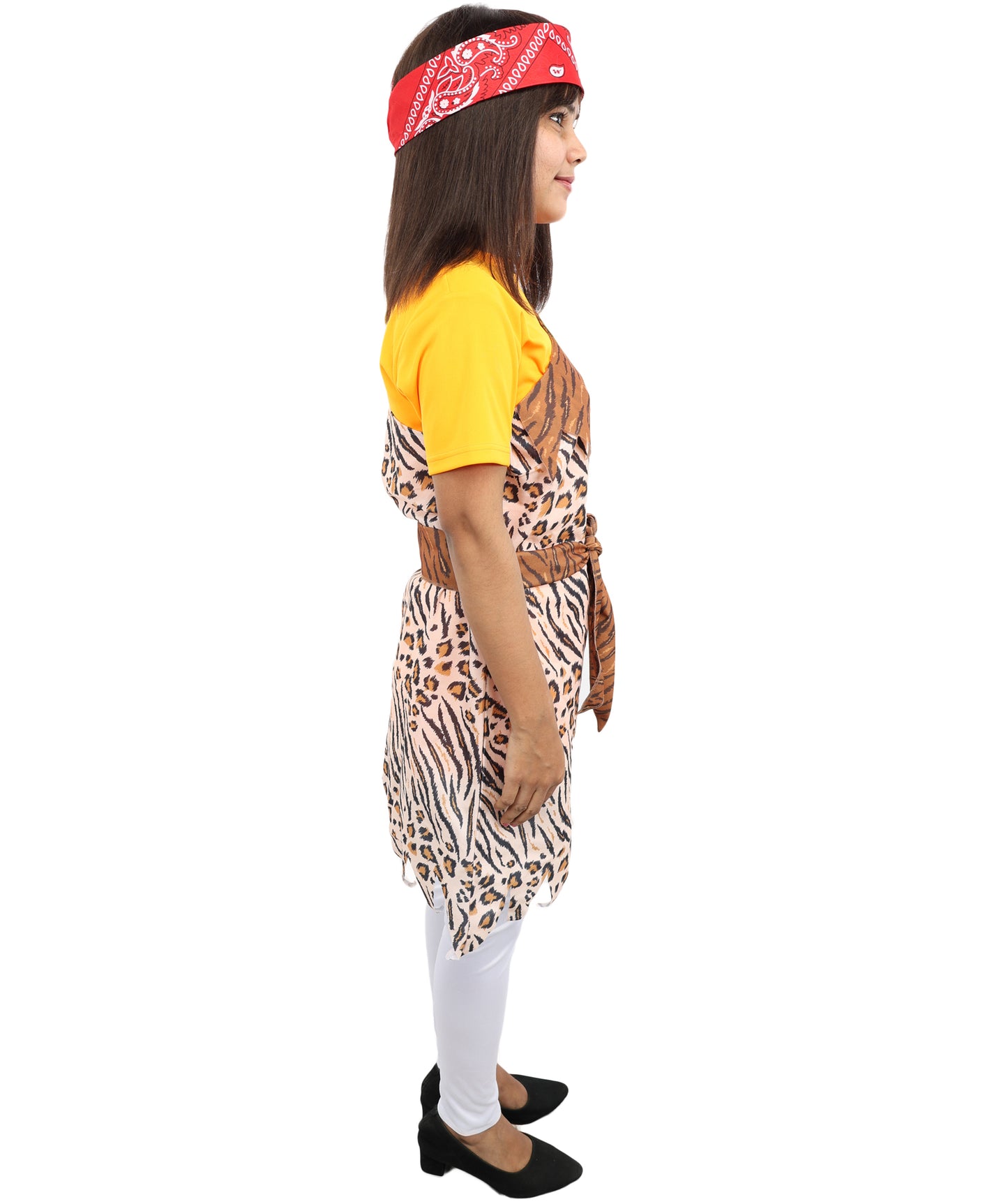 HPO Cave Women Costume | One-Shoulder Animal Print Tunic with Belt | Stone Age Tribal Outfit for Adults | Ideal for Halloween, Cosplay & Themed Parties