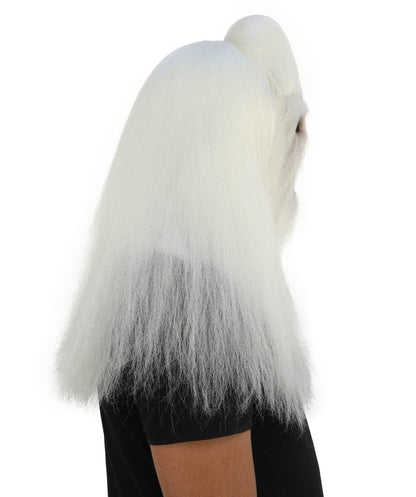 HPO Unisex Extreme Hairy Person Costume, Mask and Bundle - Full-Body Hair Suit Extra-Long Ash Brown Costume Wig for Halloween, Cosplay & Parties