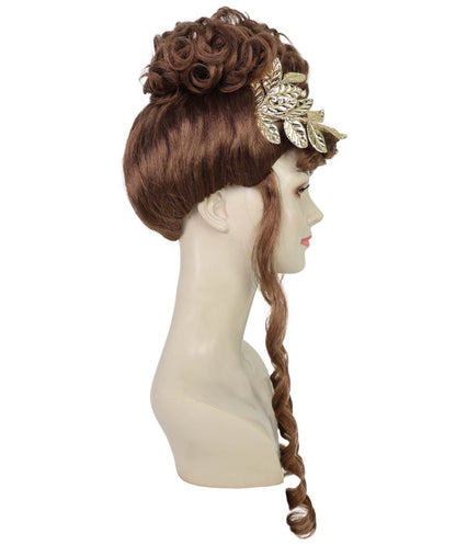 Women's Laurel Leaf Headpiece with Gold Wig | Roman & Greek Goddess-Inspired Accessory for Halloween & Themed Events | Premium Synthetic Hair with Adjustable Fit