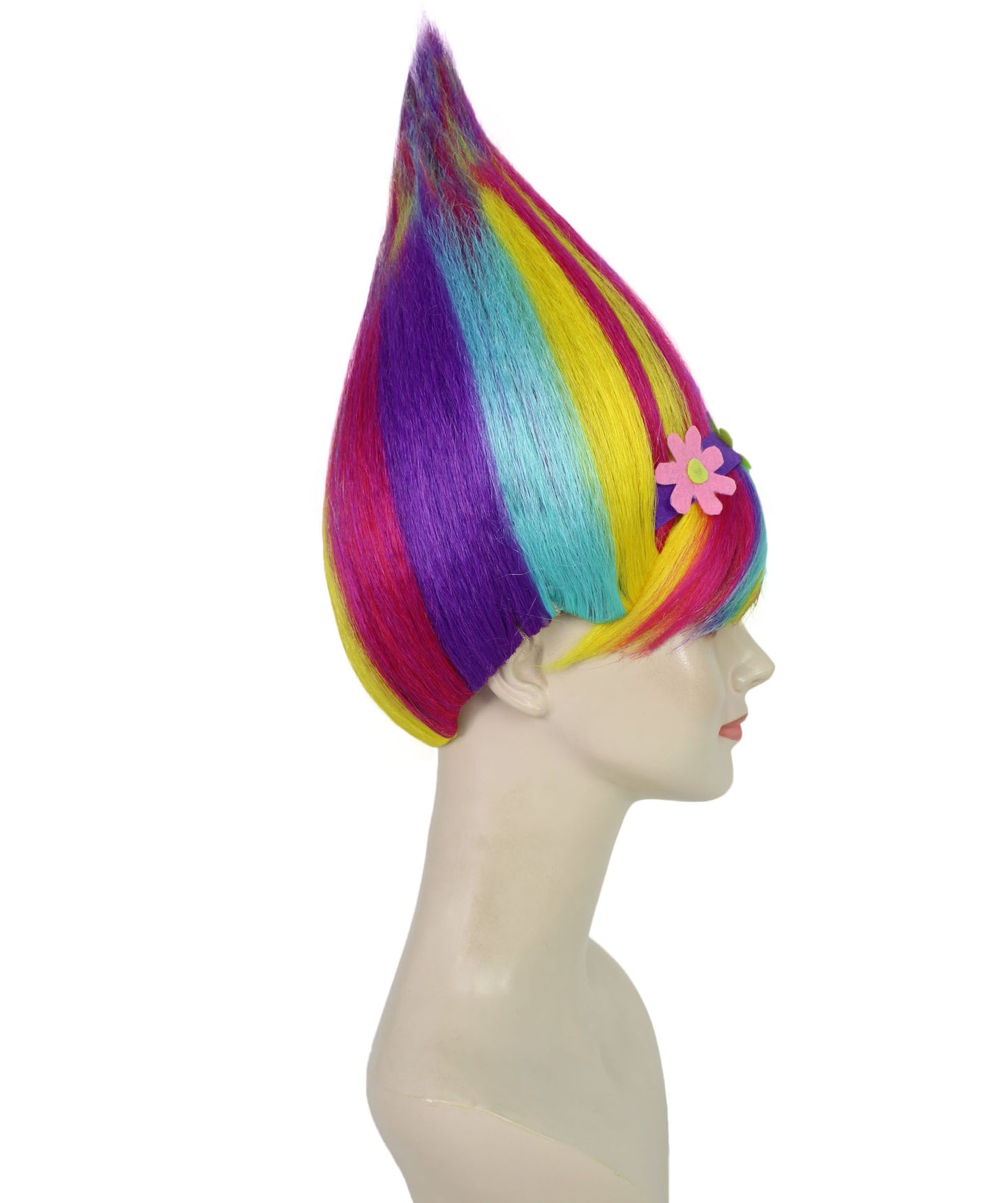Women’s Rainbow Onion -Style High-Point Troll Wig | Ideal for Halloween | Breathable Capless Cap