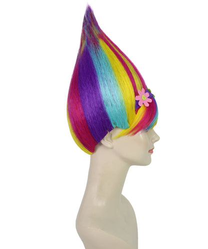 Women’s Rainbow Onion -Style High-Point Troll Wig | Ideal for Halloween | Breathable Capless Cap