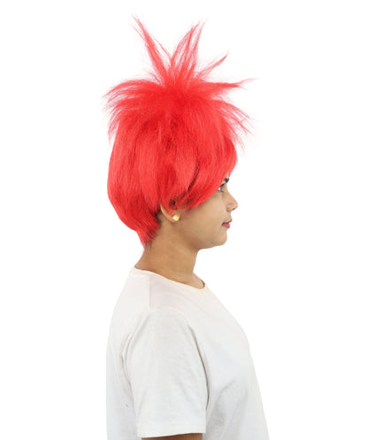 HPO Women’s 15-Inch Orange Spiky Troll Wig | Fun Animated Character | Bright and Bold Look for Halloween, Cosplay, and Themed Party