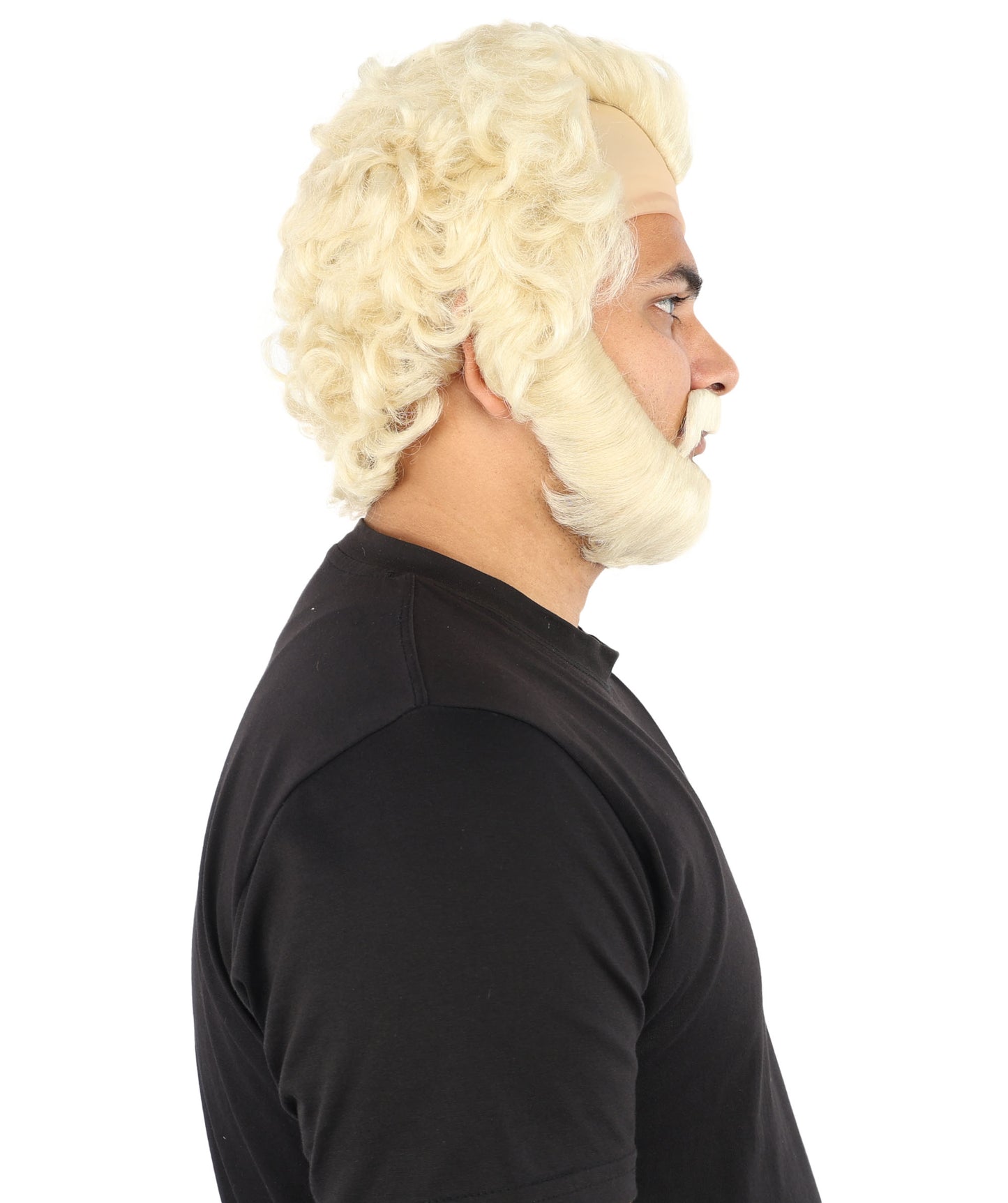 HPO Men’s Short Brown Curly Wig Beard & Mustache Set – Messy Sleepy Style Wig with Natural Afro Curls | Animated Movie-Inspired for Halloween & Cosplay Characters