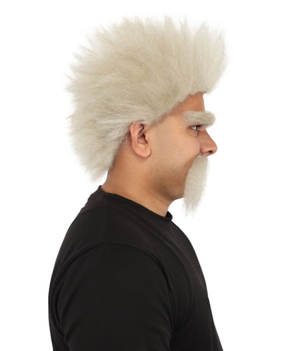 HPO Men's Medium Theatrical Blonde Wig | Solid vibrant tone, create of synthetic fiber, thick woven texture, breathable capless base | Party, Halloween, theater, drag, performance, costume events