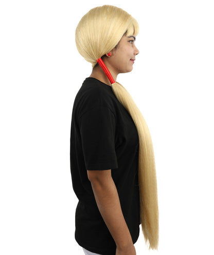 HPO Women's Extra Long Pigtail Wig | Multicolor Options | Floor Length Straight Twin Tails with Bangs, Heat Friendly Synthetic Fiber & Adjustable Cap | Halloween, Fairy Roleplay, Magical Girl Theme, Theater & Carnival