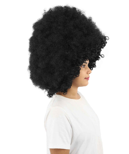 HPO Women's Giant White Glitter Afro Wig | Massive Puffy Sparkle Hair with Silver Sheen, Synthetic Fiber & Breathable Cap | Halloween, Troll Roleplay, 70s Disco Party, Theater & Funny Costume