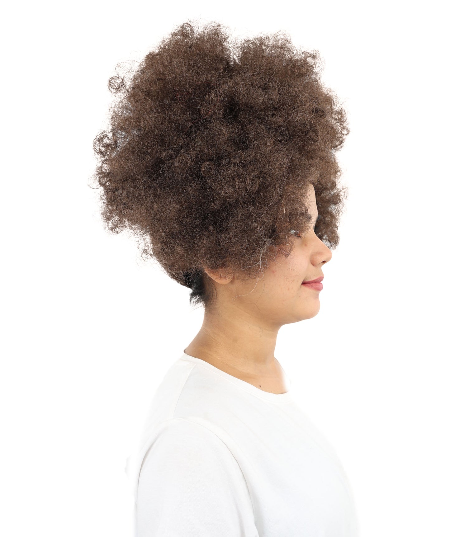 HPO Women’s Dark Brown Afro Wig | Voluminous Curly Synthetic Hairpiece with Adjustable Cap for Cosplay, Halloween, and Themed Events