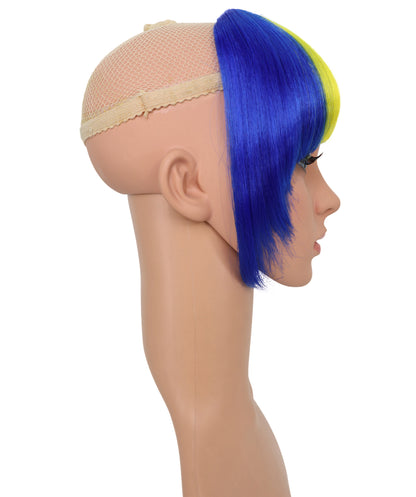 HPO Women's Short Straight Romania Flag Wig – Tricolor Fringe Style | Ideal for Sports Fans & National Celebrations