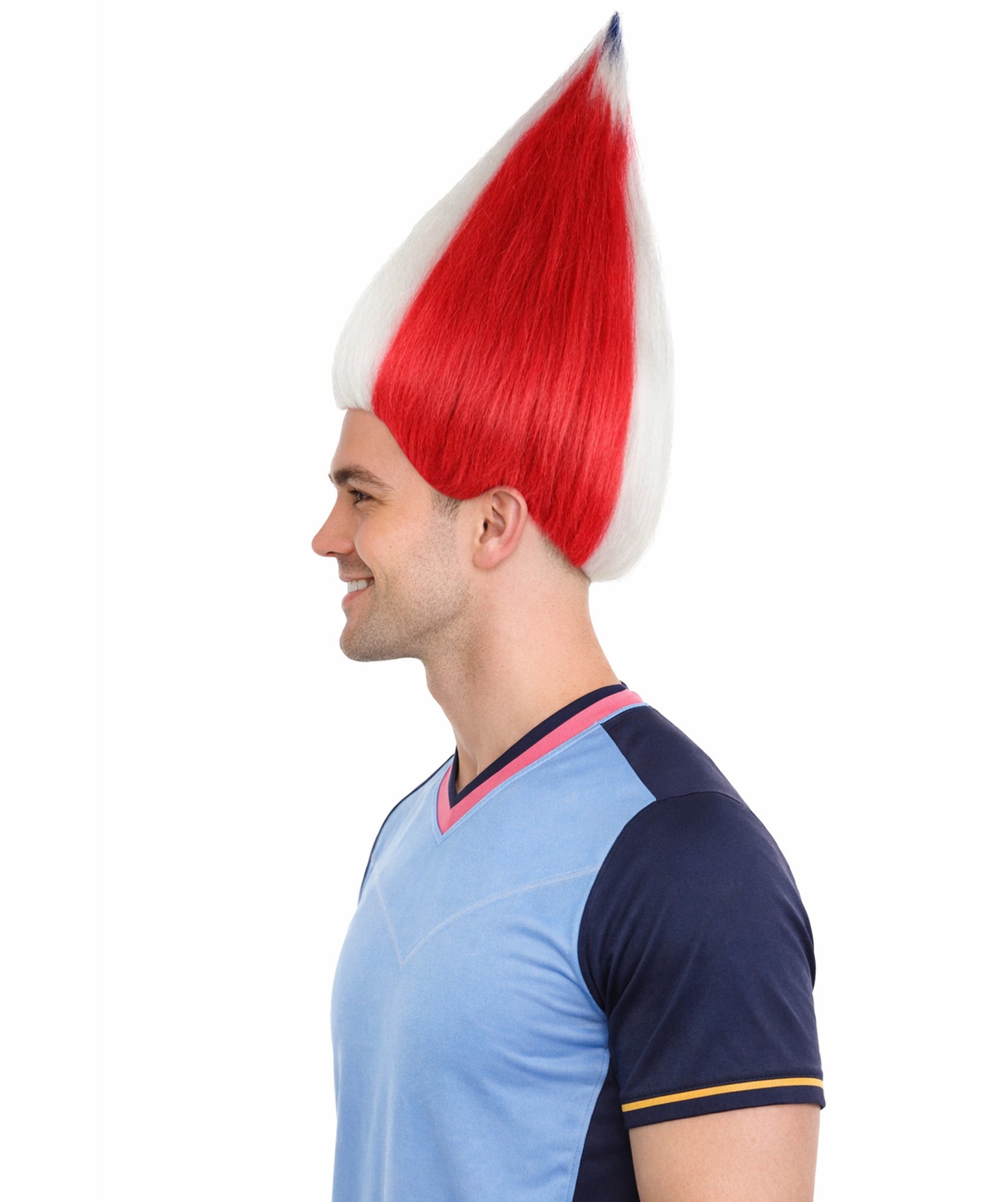 USA Star Troll | Unisex Patriotic Red White and Blue Troll Wig with Star | Premium Breathable Capless Cap