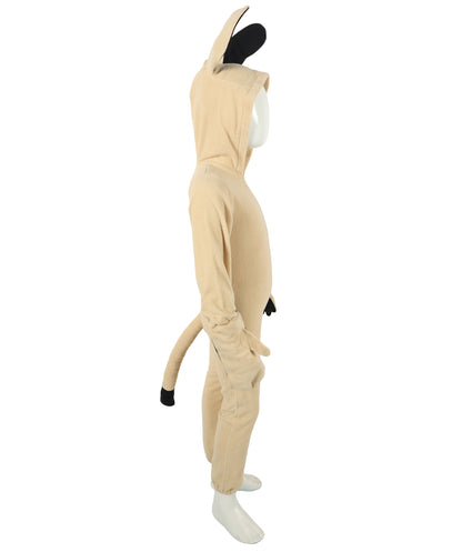 HPO Teen Khaki beige Animal-Inspired Costume | Cozy Hooded Jumpsuit with Ears & Tail | Soft Material for Halloween, Cosplay & School Plays