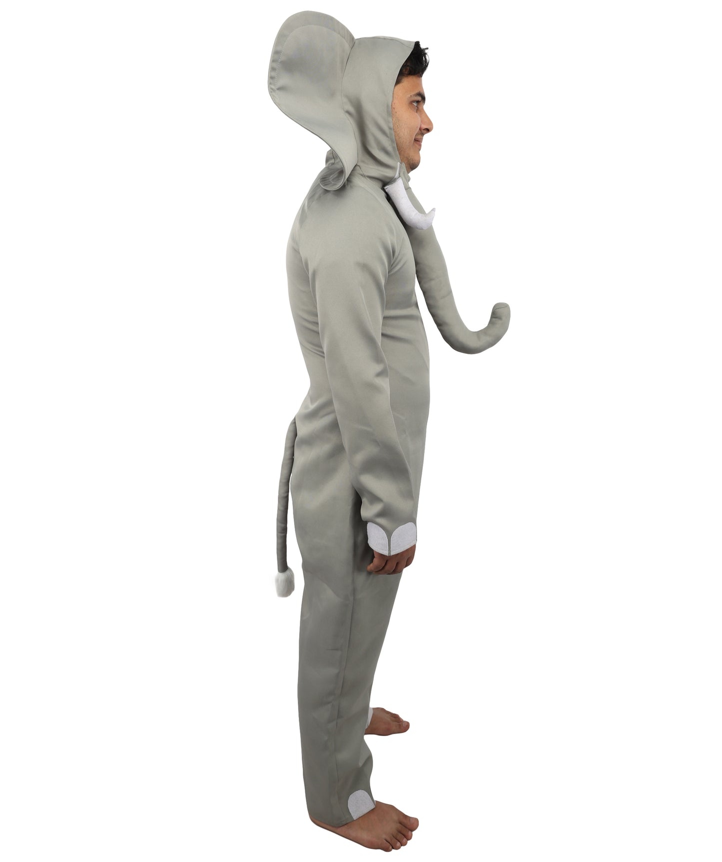 HPO Men's Grey Elephant Jungle Safari Costume - One-Piece Animal Jumpsuit