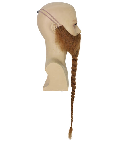 HPO Men's Extra-Long Braided Beard | Brown 25-inch and eye-catching braided facial hair design | Ideal for party, Halloween, cosplay, theater, drag, performance, costume events