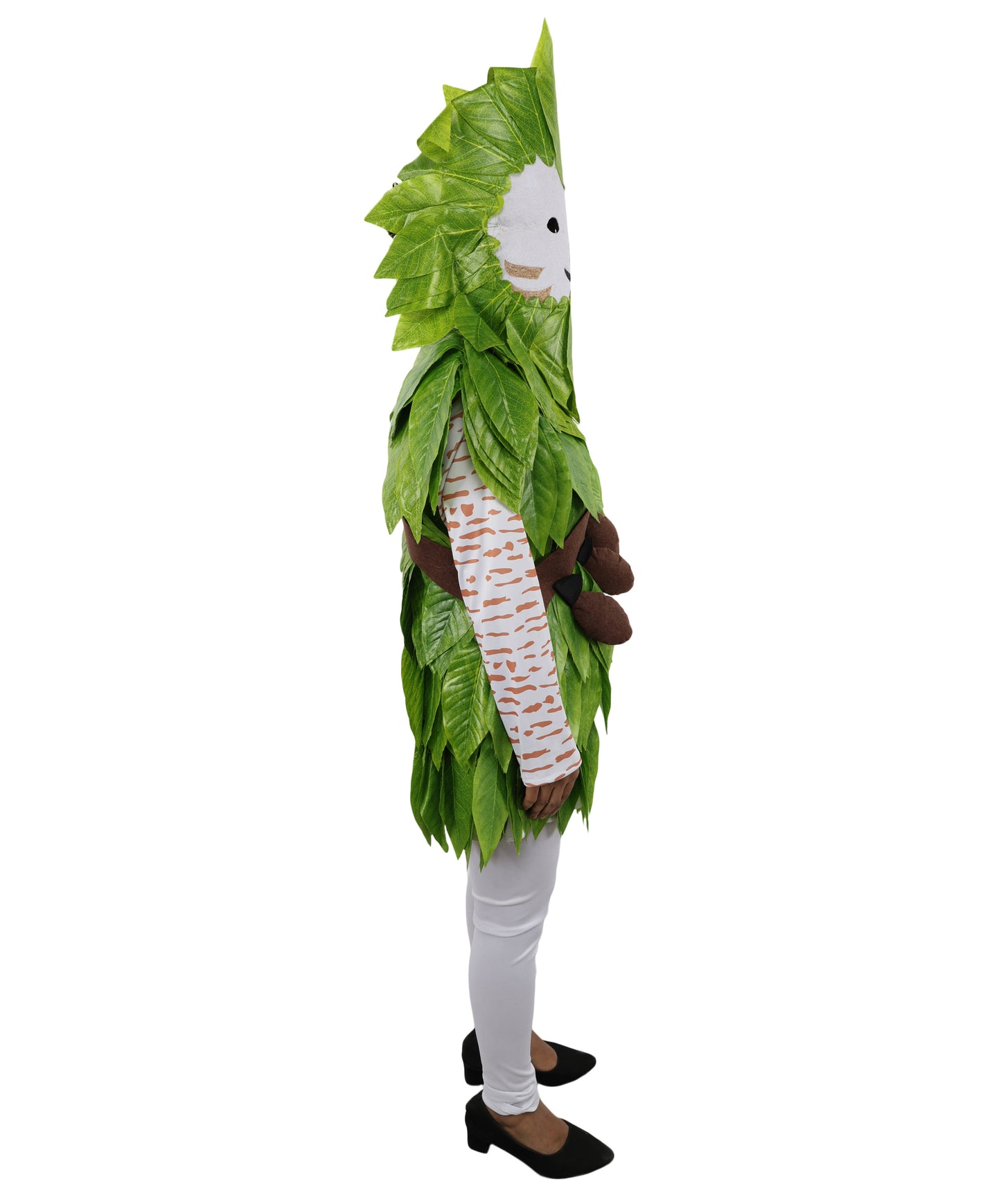 HPO Women's Youth Forest Bush Creature Green Costume – Nature Inspired Leaf Character Outfit – Soft Textured Design for Cosplay & Party