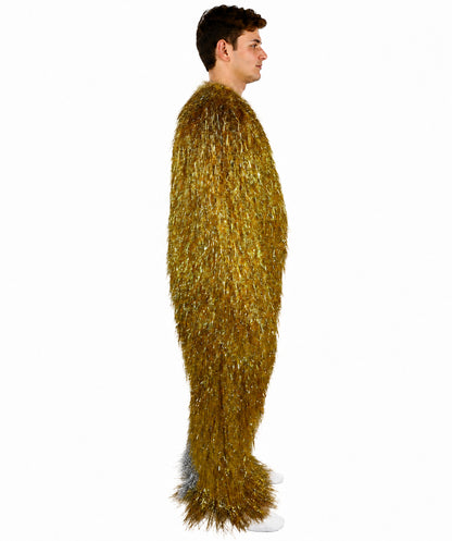 HPO Unisex Tinsel Hairy Two-Part Costume, Bundle & Mask Set | Full-Body Suit & Matching Mask | Long Hair Funny Costume for Halloween, Performers, Cosplay & Mascots