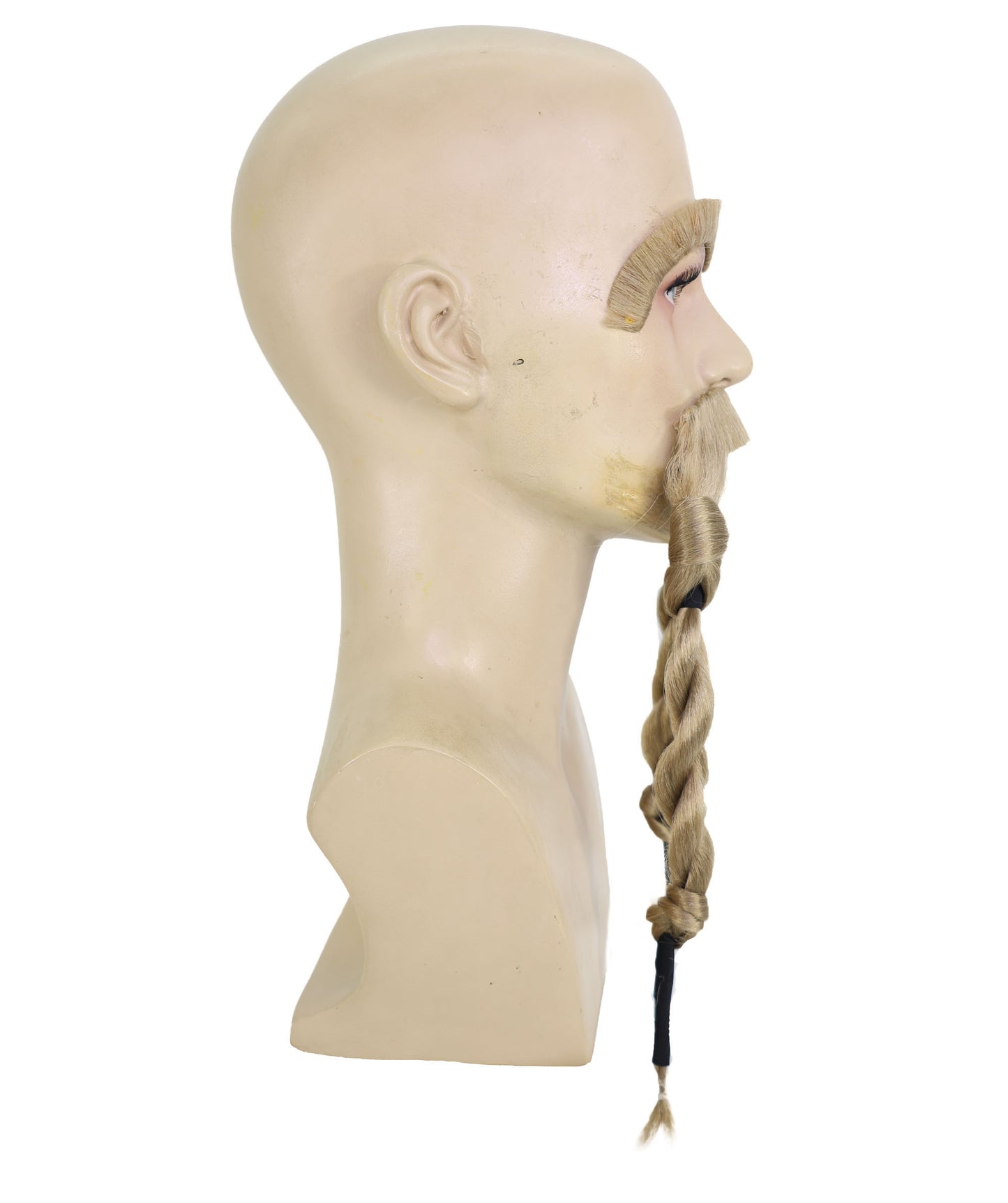 HPO Men’s Ash Blonde Viking Mustache & Eyebrows Set – Warrior Costume Facial Hair | Ideal for Cosplay, Theater, Roleplay, Halloween Dress-Up