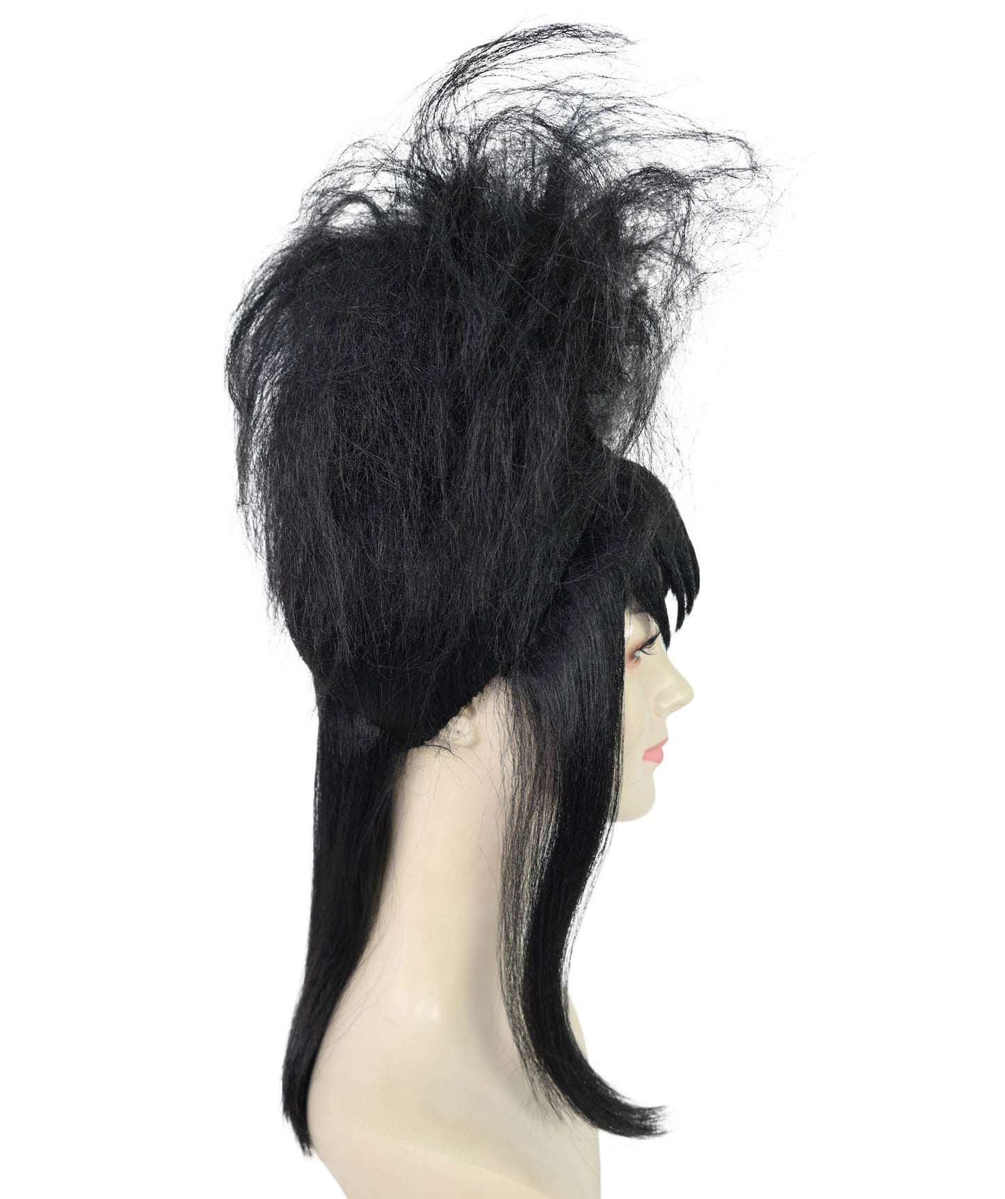 HPO Adult Female BTJ-Lydia Wig – Black Straight Wigs with Bangs, Perfect for Halloween and Cosplay, Theater and Iconic Character Transformations, Breathable Capless Cap