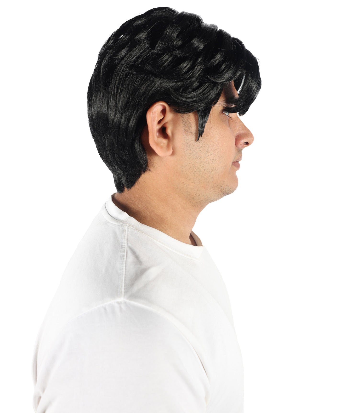 HPO Men’s K-pop Inspired Demon Hunter Wig | Short Black Layered Fantasy Hairpiece | Lightweight Capless Design for Halloween and Party