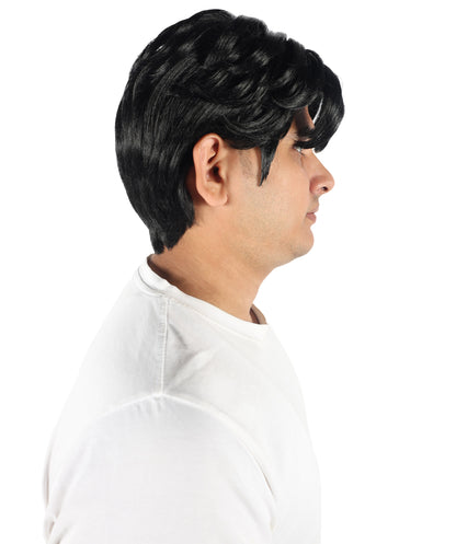 HPO Men’s K-pop Inspired Demon Hunter Wig | Short Black Layered Fantasy Hairpiece | Lightweight Capless Design for Halloween and Party