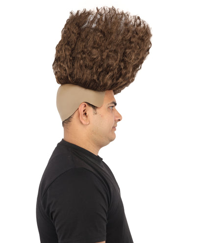 HPO Men’s Tall Afro Wig | Multicolor Options | Animated Scientist Style Hair | Funny Hairpiece with Bouncy Curls and Capless Cap | Retro Nerd Look for Parties, Shows & Halloween