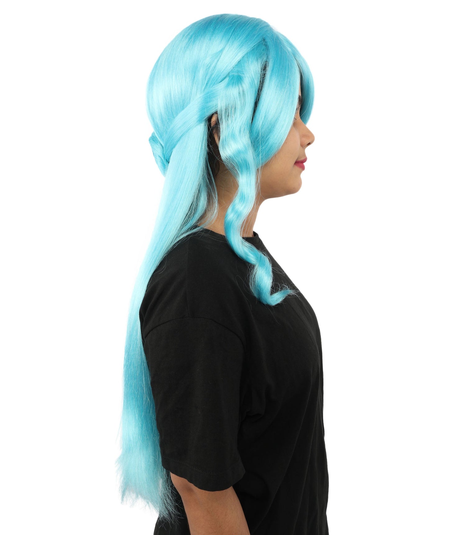 HPO Adult Women's Anime Character Wig | Multiple Color Options | Synthetic Fiber with Side Swept Bangs and Top Tuft | Halloween Party and Comic Con Events