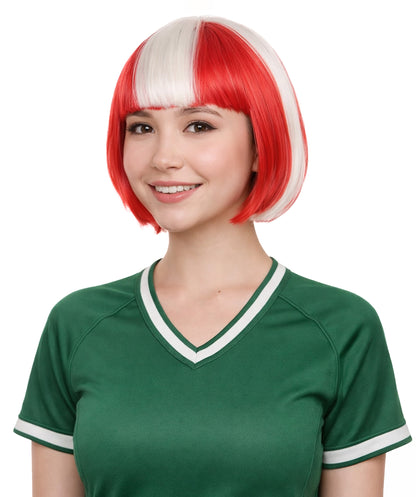 Denmark Flag Sport Party Bob Wig | National Pride Halloween Wig | Premium Breathable Capless Cap