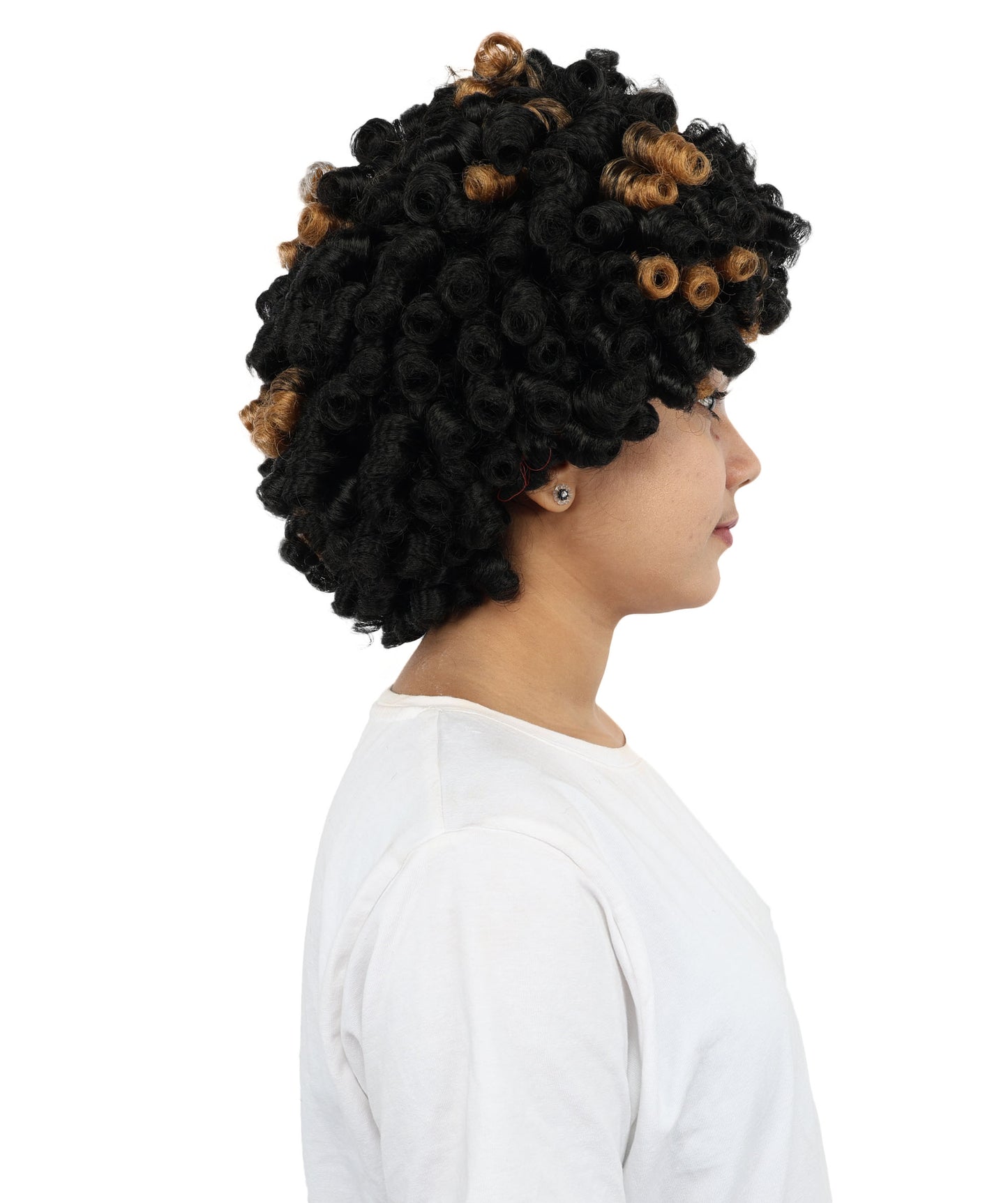 HPO Women' Black & Brown Curly Braiding Hair | Soft Synthetic Pre-Stretched Braids for Halloween, Festivals, Parties, and Creative Hairstyles