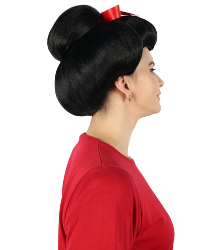 Japanese Geisha Womens Wig | Asian Sumo Kung Fu Fancy Halloween Wig