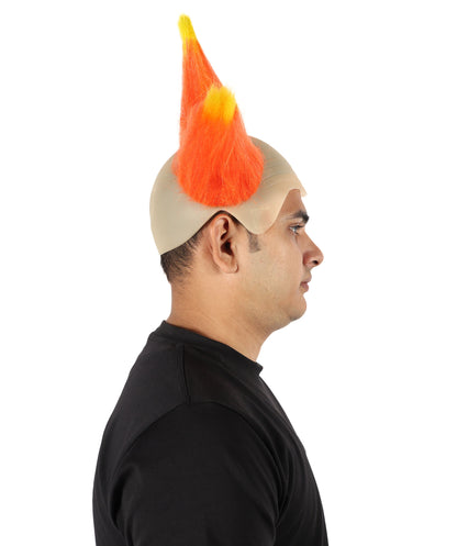 HPO Men's Dark Circus Clown Wig | Wild Orange & Yellow Mixed Straight Hairstyle with Frizzed Volume | Synthetic Wig for Halloween, Cosplay, Parties & Stage