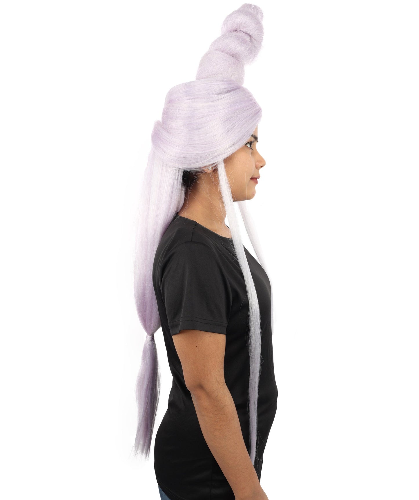 HPO Adult Women's Sculpted Loop Topknot Wig | Multiple Color Options | Create of synthetic fiber, gravity-defying twisted vertical bun with long face-framing strands, breathable base | Party, Halloween, theater, drag, performance, costume events