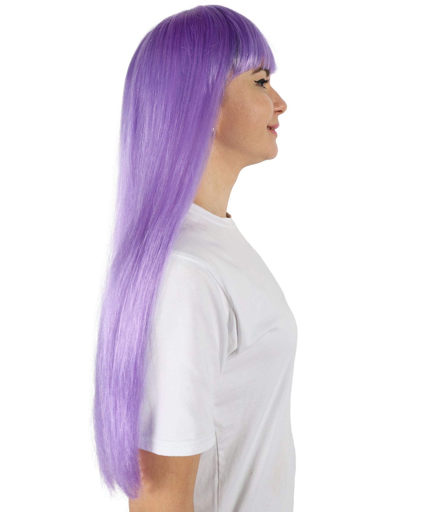 HPO Women's Vibrant Lavender Roleplay Purple Wig | Flame-resistant Synthetic Fiber with Capless Cap | Ideal for party, Halloween, cosplay, theater, drag, performance, costume events