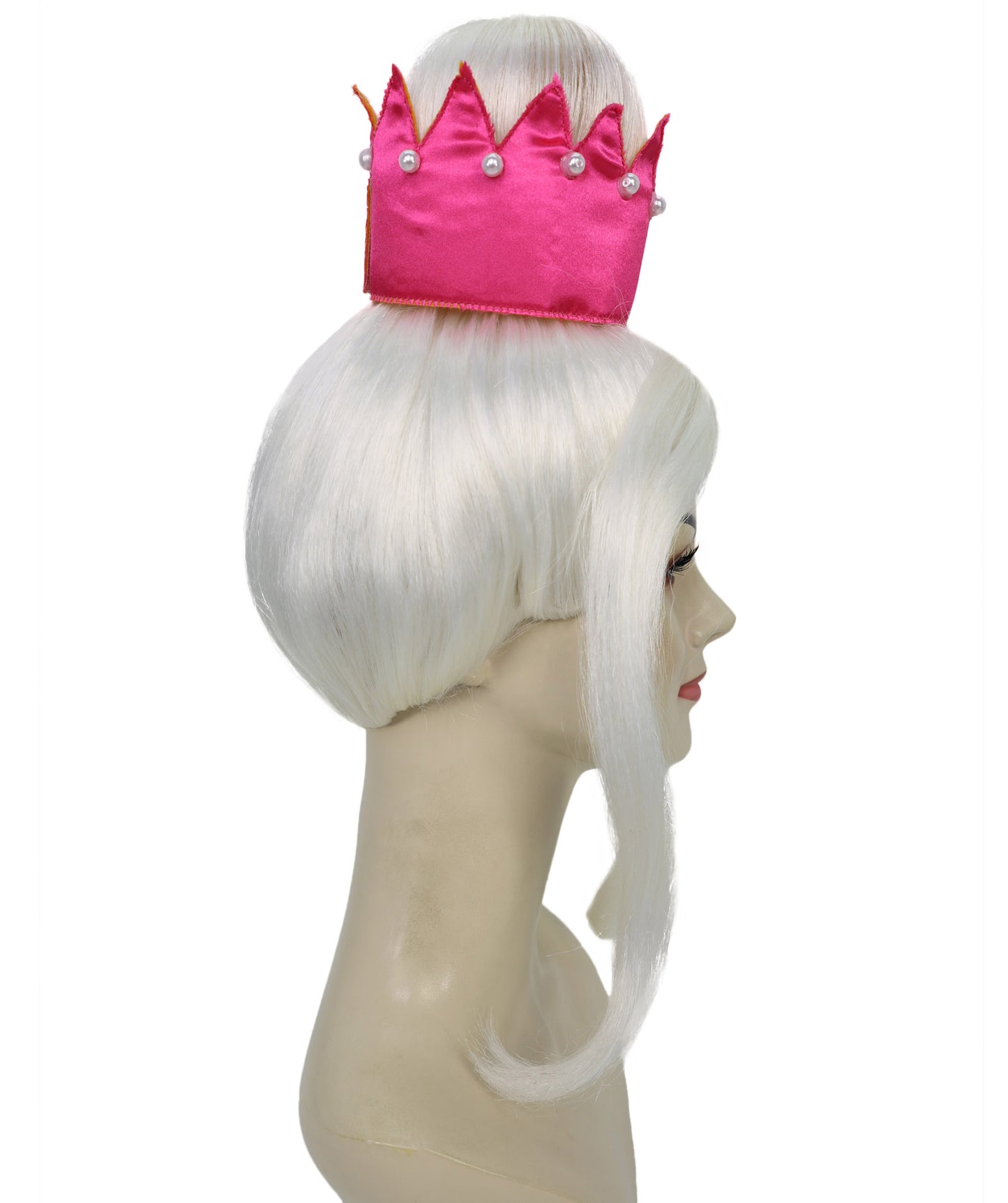 HPO Adult Women’s Long Straight White High Crown Fantasy Princess Wig | Ideal for Halloween | Breathable Capless Cap