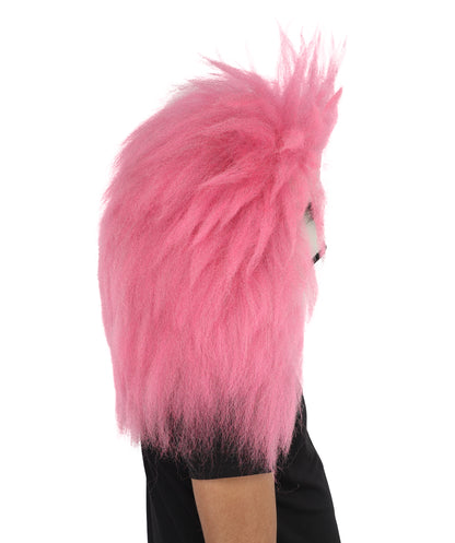 HPO Unisex Spiky Monster Headwear Costume Bundle & Mask Set | Pink spiked top with black and white striped body voluminous flame-retardant synthetic fiber mask construction | Party, Halloween, cosplay, theater, drag, performance, costume events