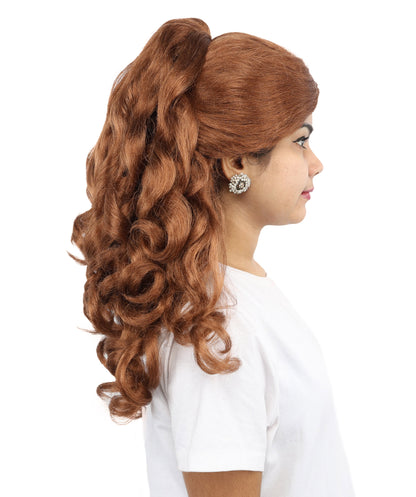 HPO Women's Long 20-Inch Brown Curly Wig | Ideal Cosplay, and Themed Parties | Soft, Natural-Looking, and Easy to Wear