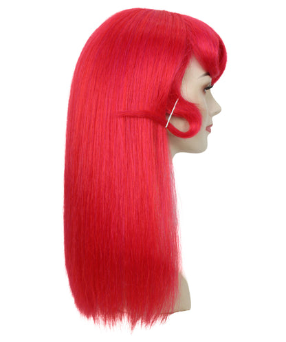 HPO Women's Drag Queen Red Wig I Halloween Wig I Flame-retardant Synthetic Fiber