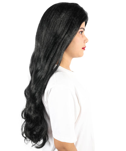 Celine Fantasy Warrior Wig | Extra Long Layered Black Hairpiece with Side Bangs | Cosplay, Halloween, Party & Stage-Ready Costume Wig