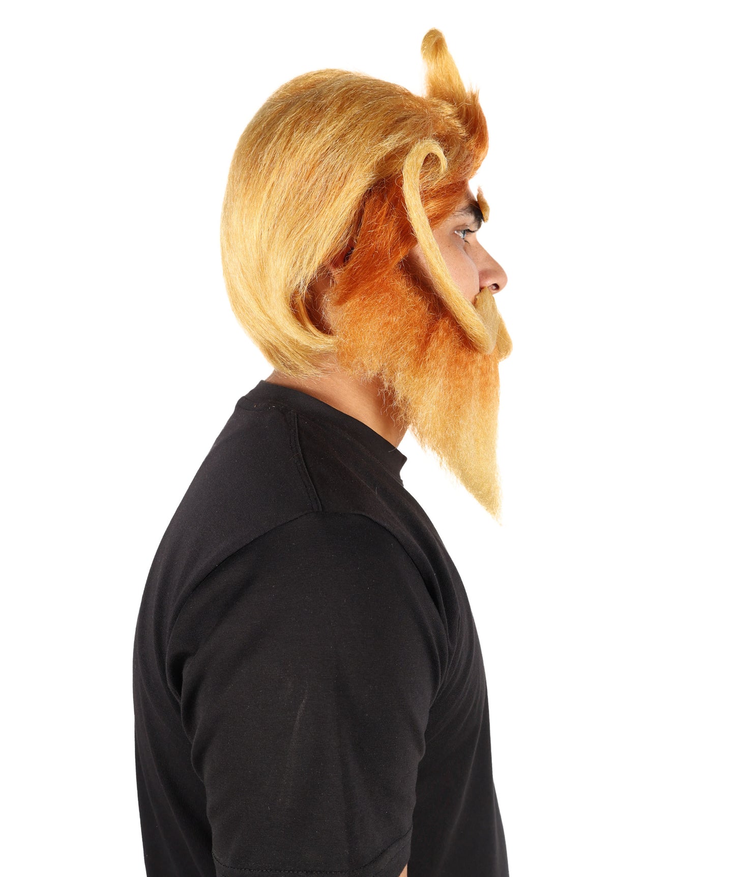 HPO Men's Dwarf Cartoon Character Wig Set with Mustache and Beard I Flame-retardant Synthetic Fiber