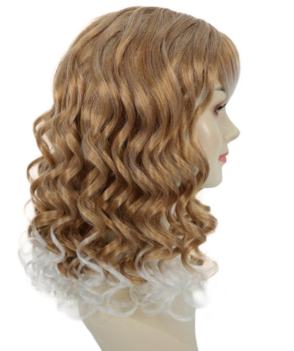 HPO Women’s Long Curly Blonde Highlight Wig | Carnival-Inspired Hairpiece | Halloween, Stage & Party