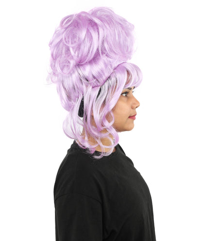 HPO Adult Women's Elegant Updo Tendril Wig | Multiple Color Options | Pastel peach hue, create of synthetic fiber, high teased volume with face-framing strands, breathable capless cap | Party, Halloween, theater, drag, performance, costume events