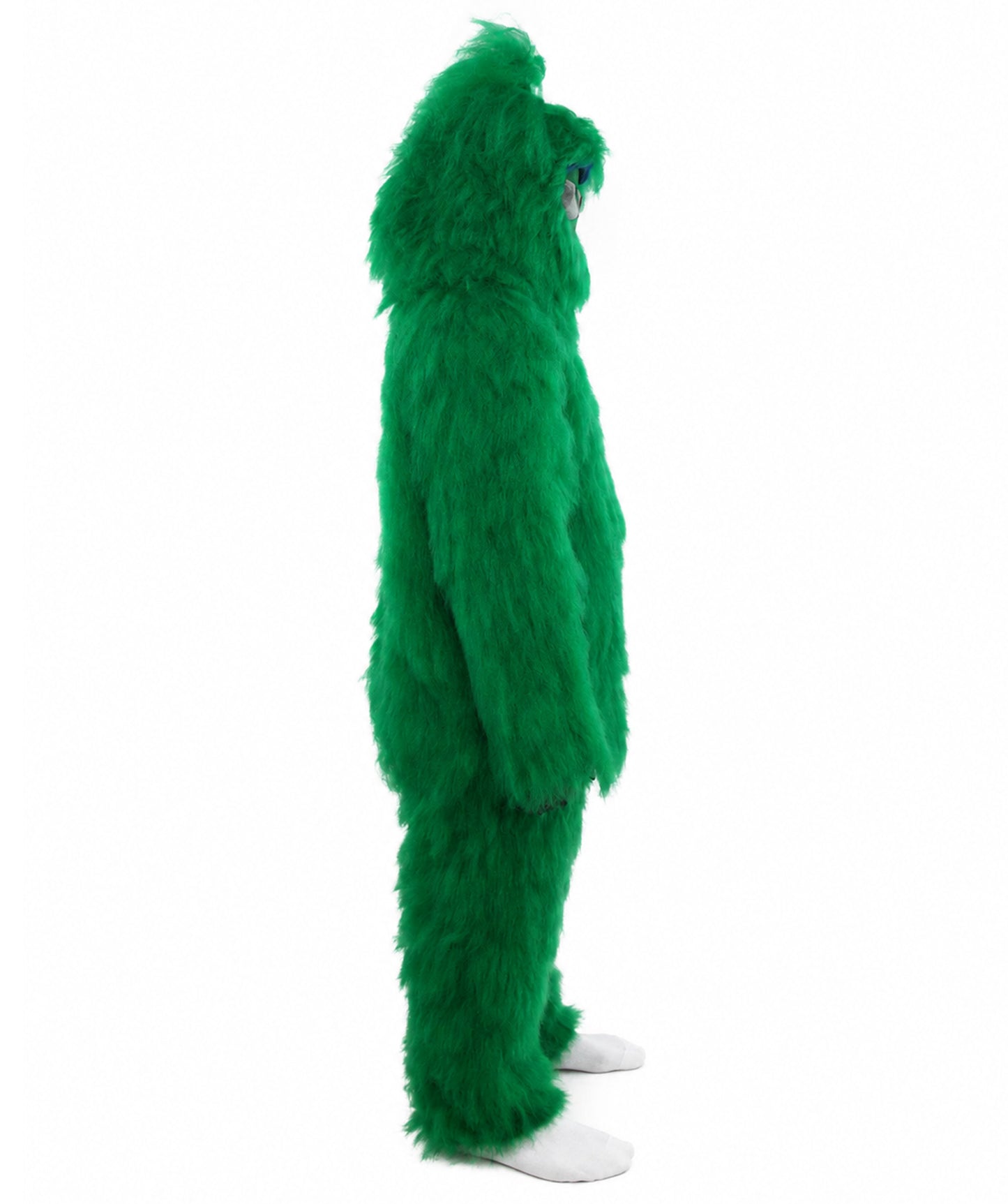 HPO Unisex Green Animal Fur Monster Costume Bundle – 75 Inch Full Outfit with Head Mask & Body Suit | Plush Mascot Style Costume for Halloween and Cosplay