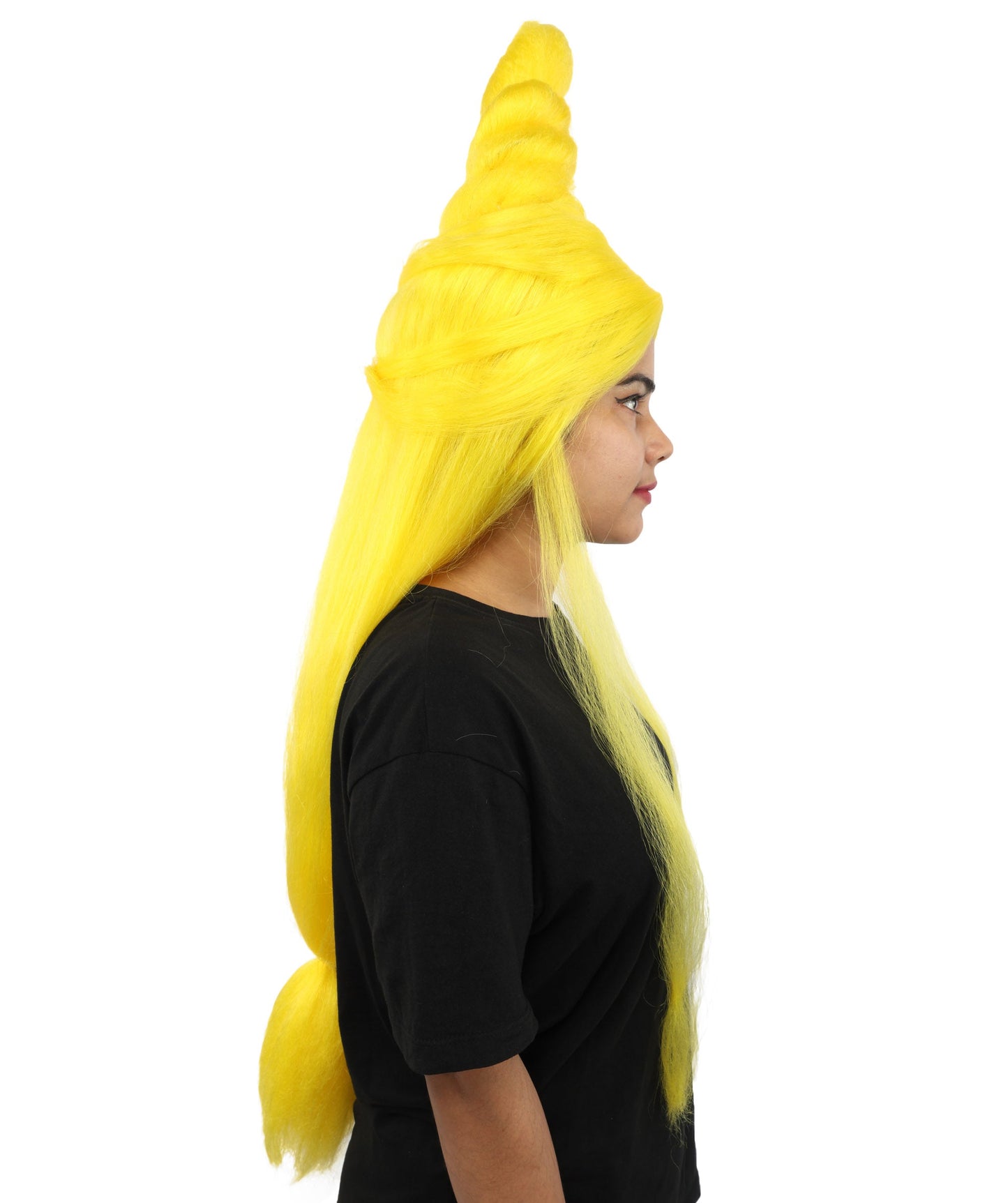 HPO Adult Women's Sculpted Loop Topknot Wig | Multiple Color Options | Create of synthetic fiber, gravity-defying twisted vertical bun with long face-framing strands, breathable base | Party, Halloween, theater, drag, performance, costume events