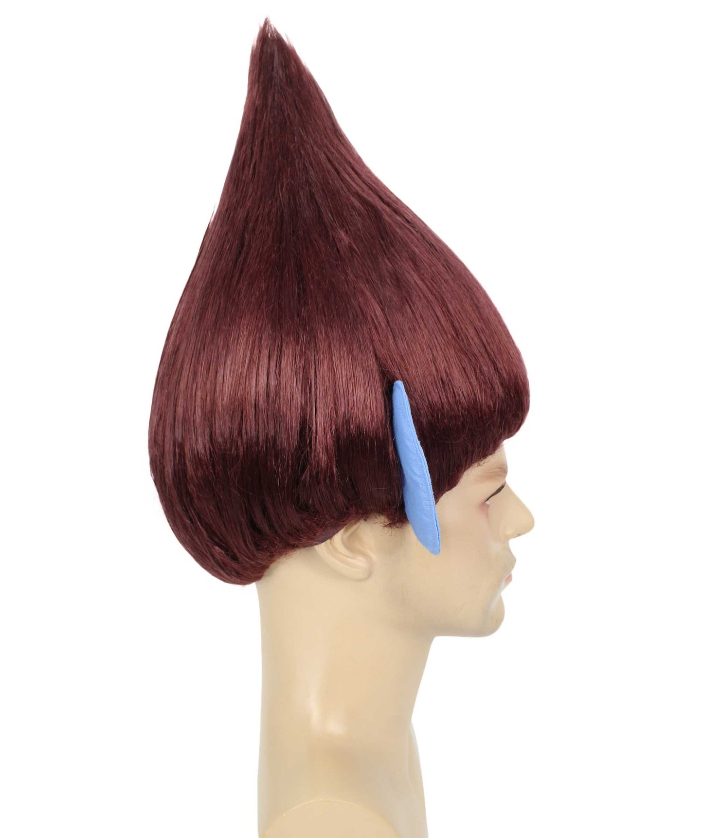 HPO Men's Pointy Diamond Guy Troll Wig with Blue Ears,Multiple Color,Flame-Retardant Synthetic Fiber